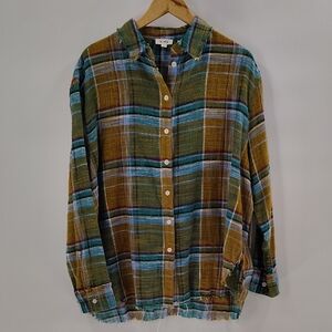 La Miel plaid Button-down shirt Raw Hemline NWT Size Large